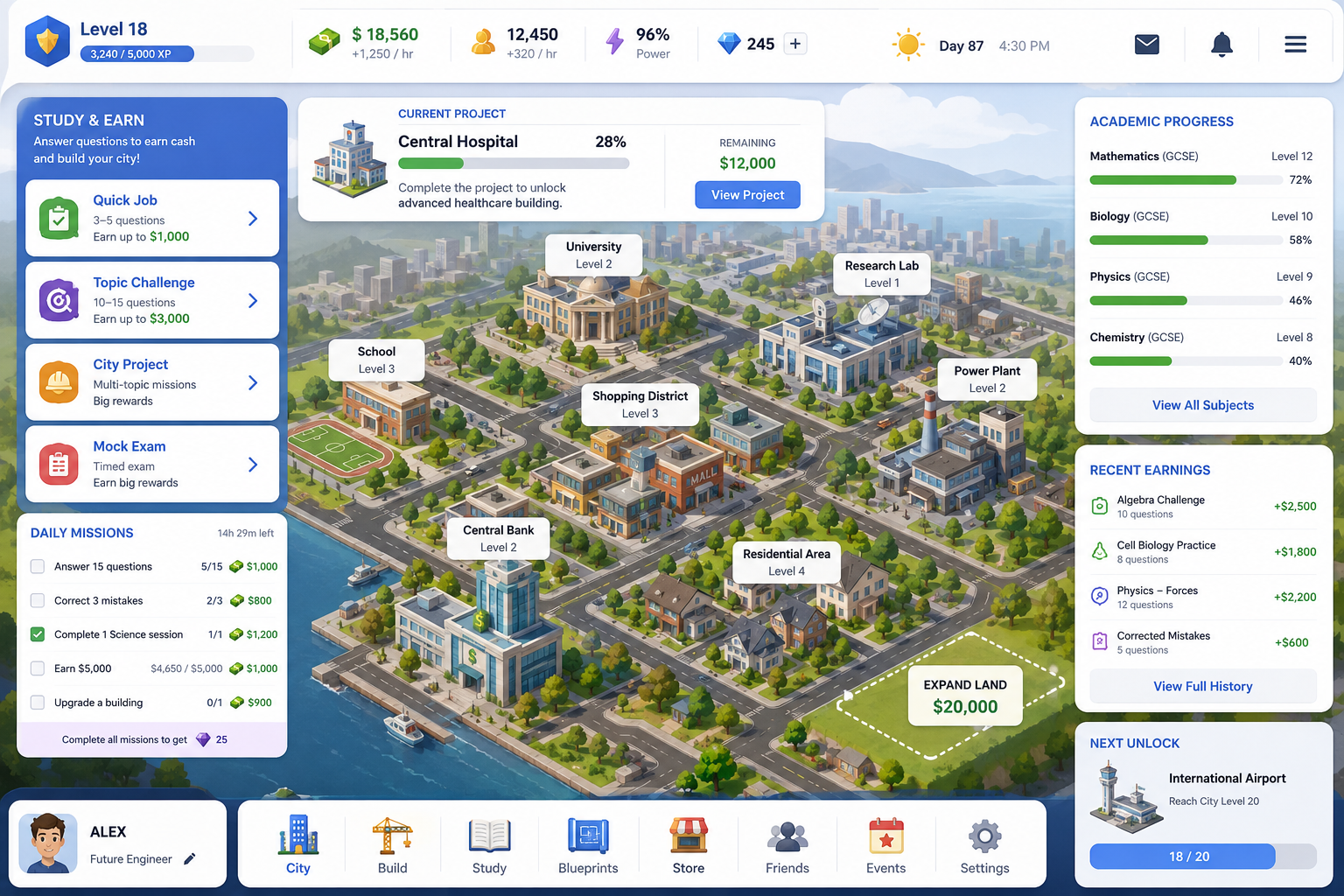 City World learning game interface