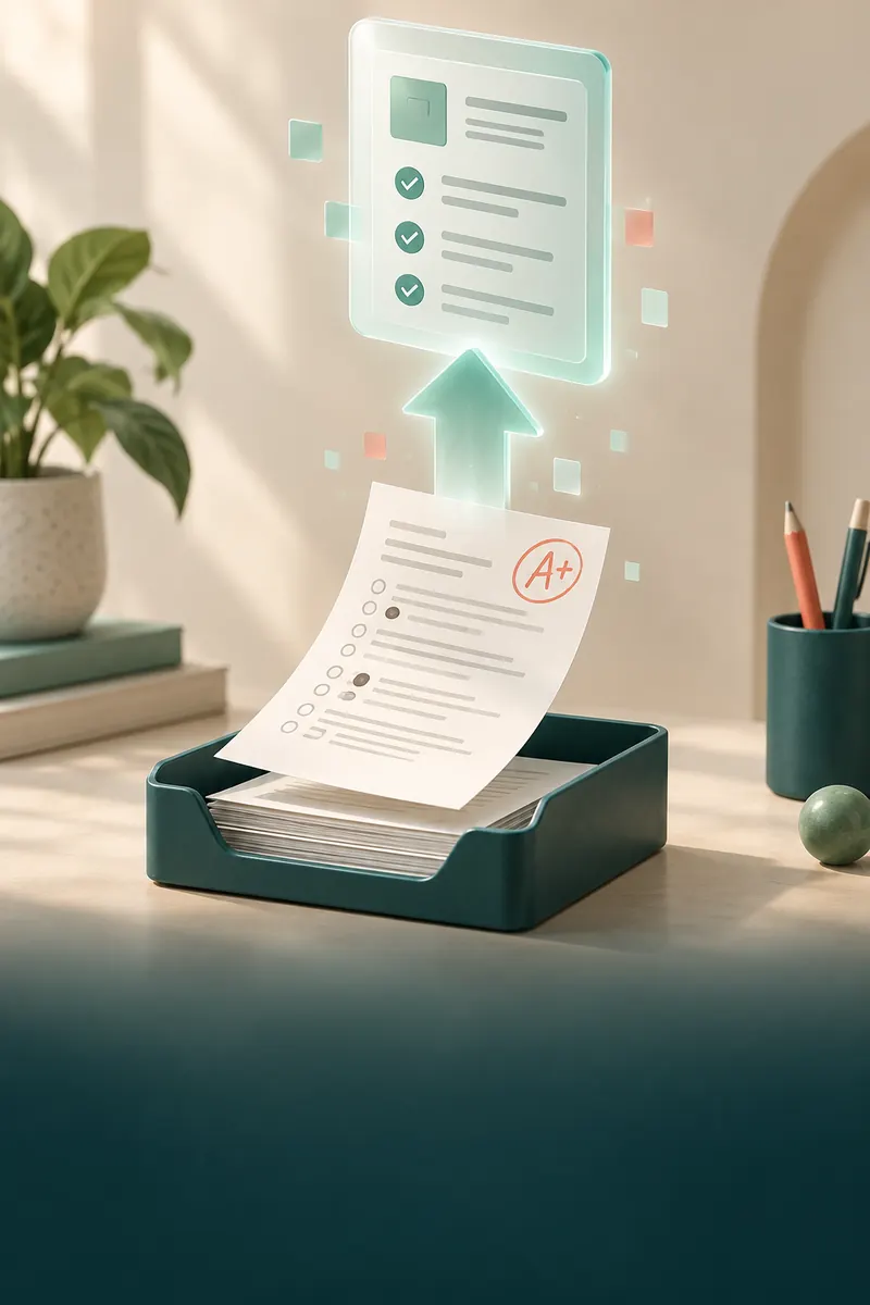Upload exams — original LearningP feature illustration